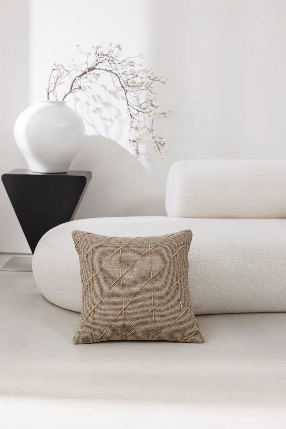 Atelier Ecru Crossline Cushion Cover - Full view