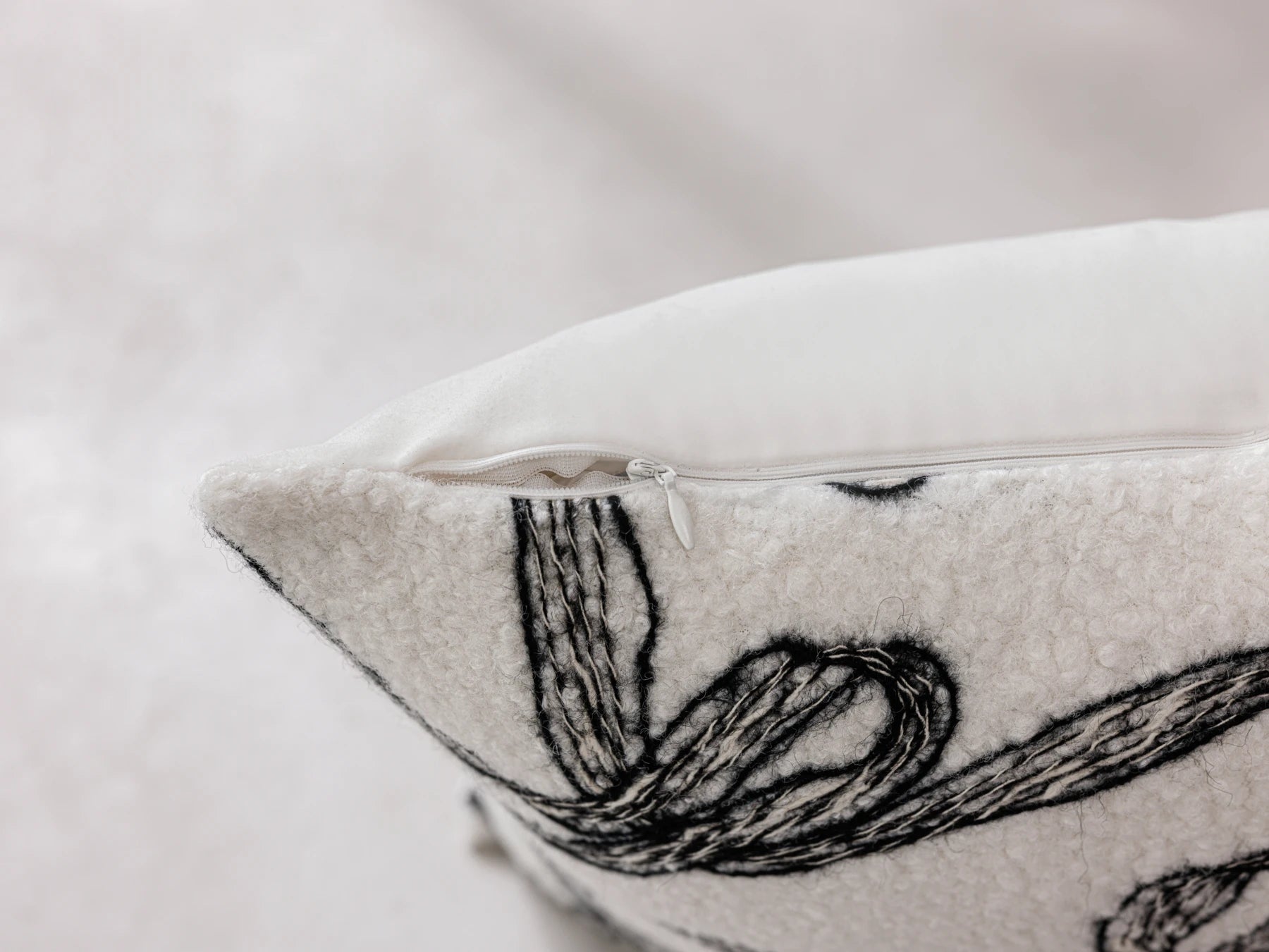 Crimson Ink Drawn Line Cushion Cover - Zip & seam