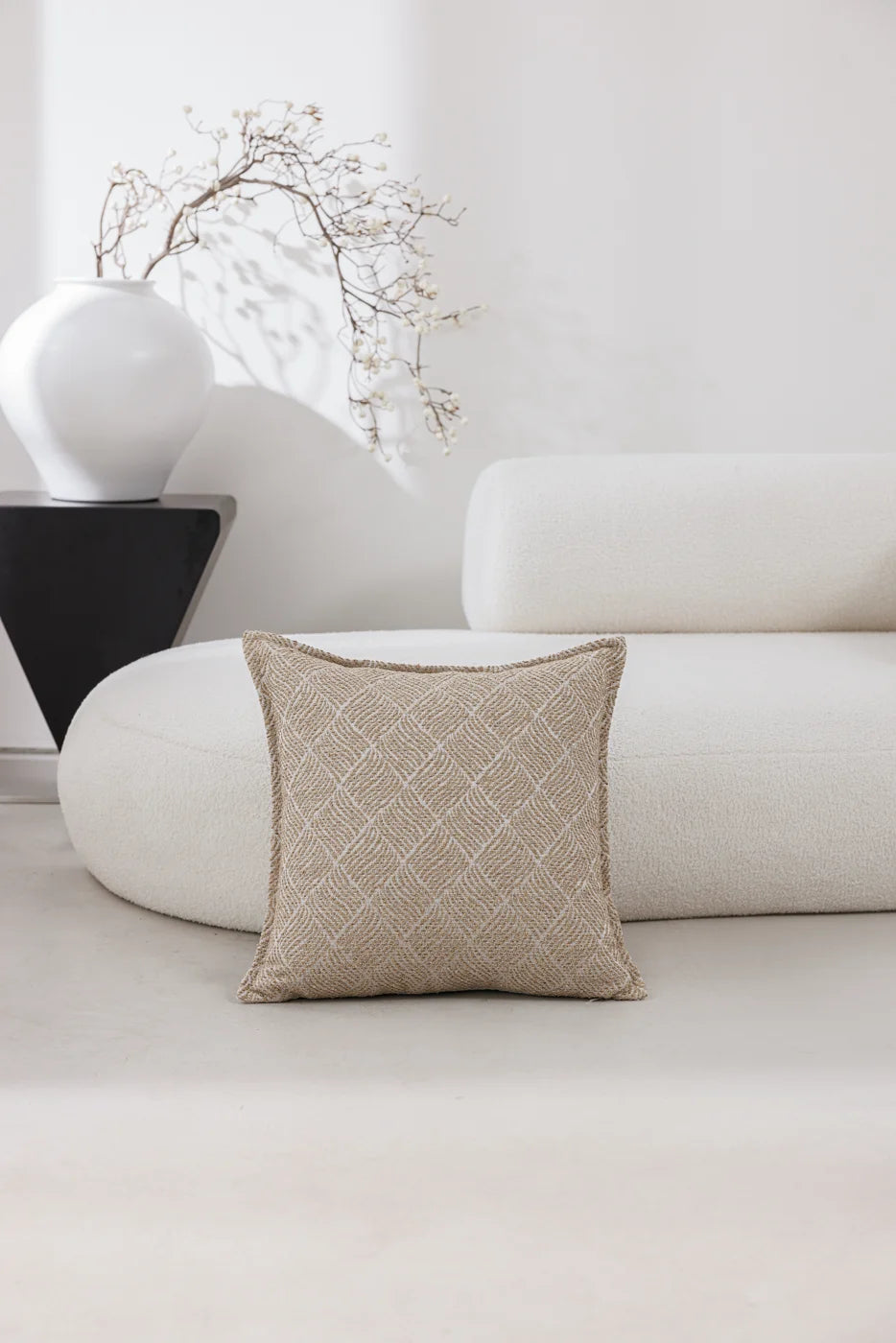 Atelier Ecru Herringbone Cushion Cover - Full view