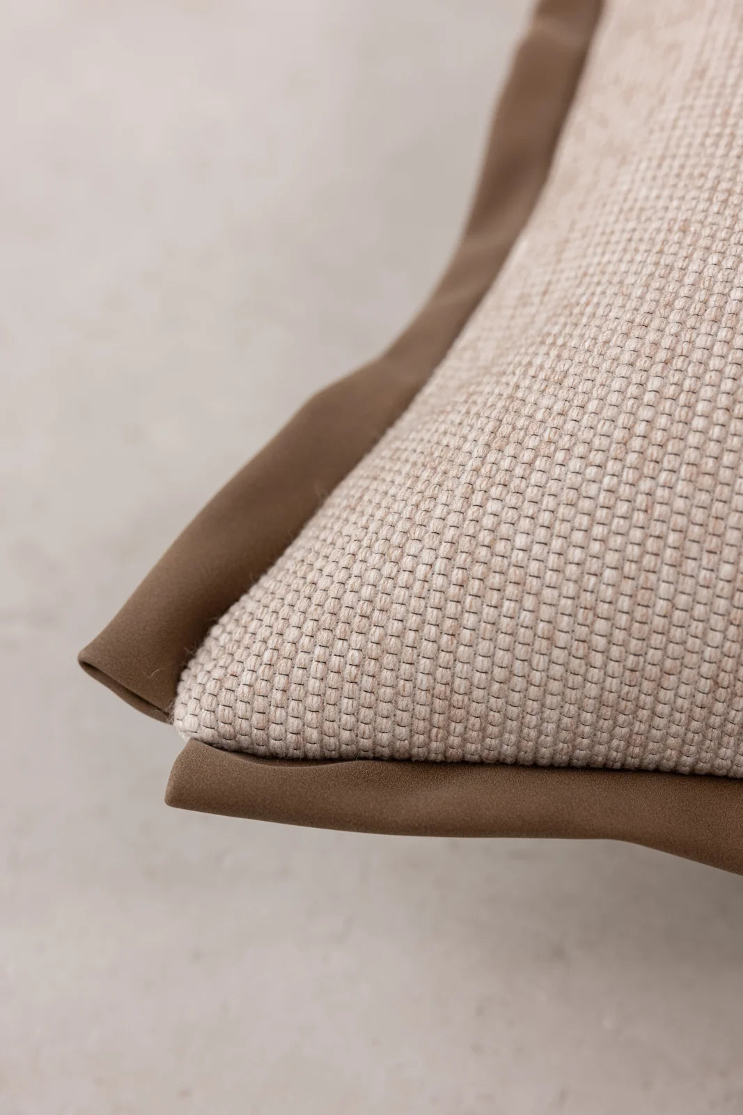Cacao Fringe Border Cushion Cover - Texture