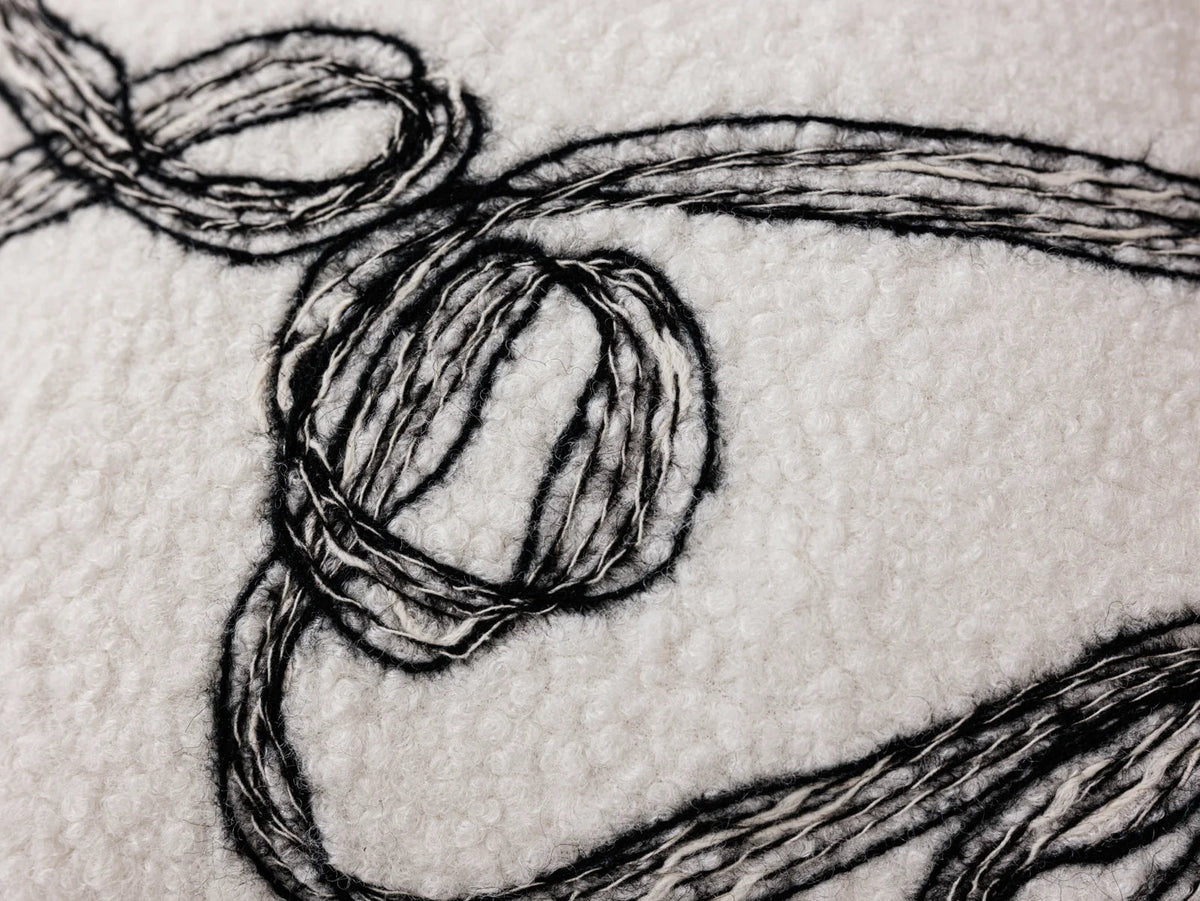 Crimson Ink Drawn Line Cushion Cover - Texture